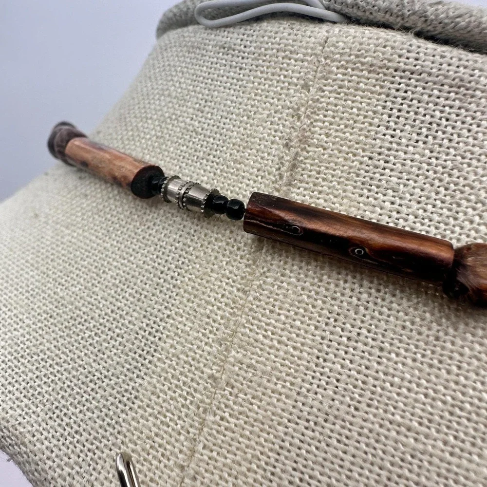 Vintage Y2K Brown Wooden Beaded‎ Necklace Boho Women's Classic Fashion Jewelry